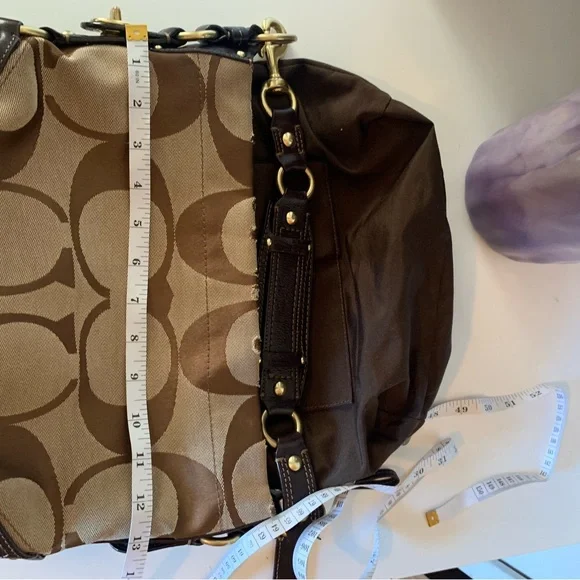 Coach Brown Shoulder Bag with Monogram Pattern - Picture 14 of 15